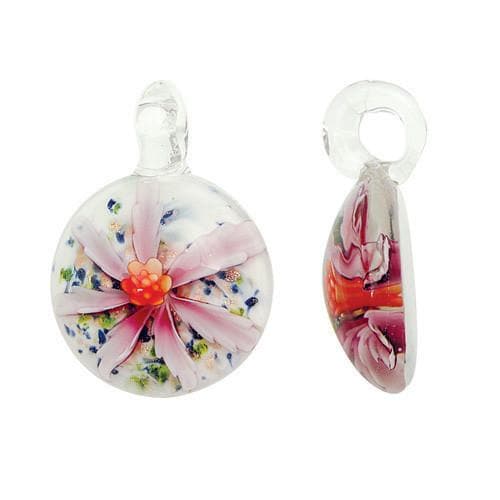 #BS-G301 Lampwork Glass Flower Pendant, 35mm