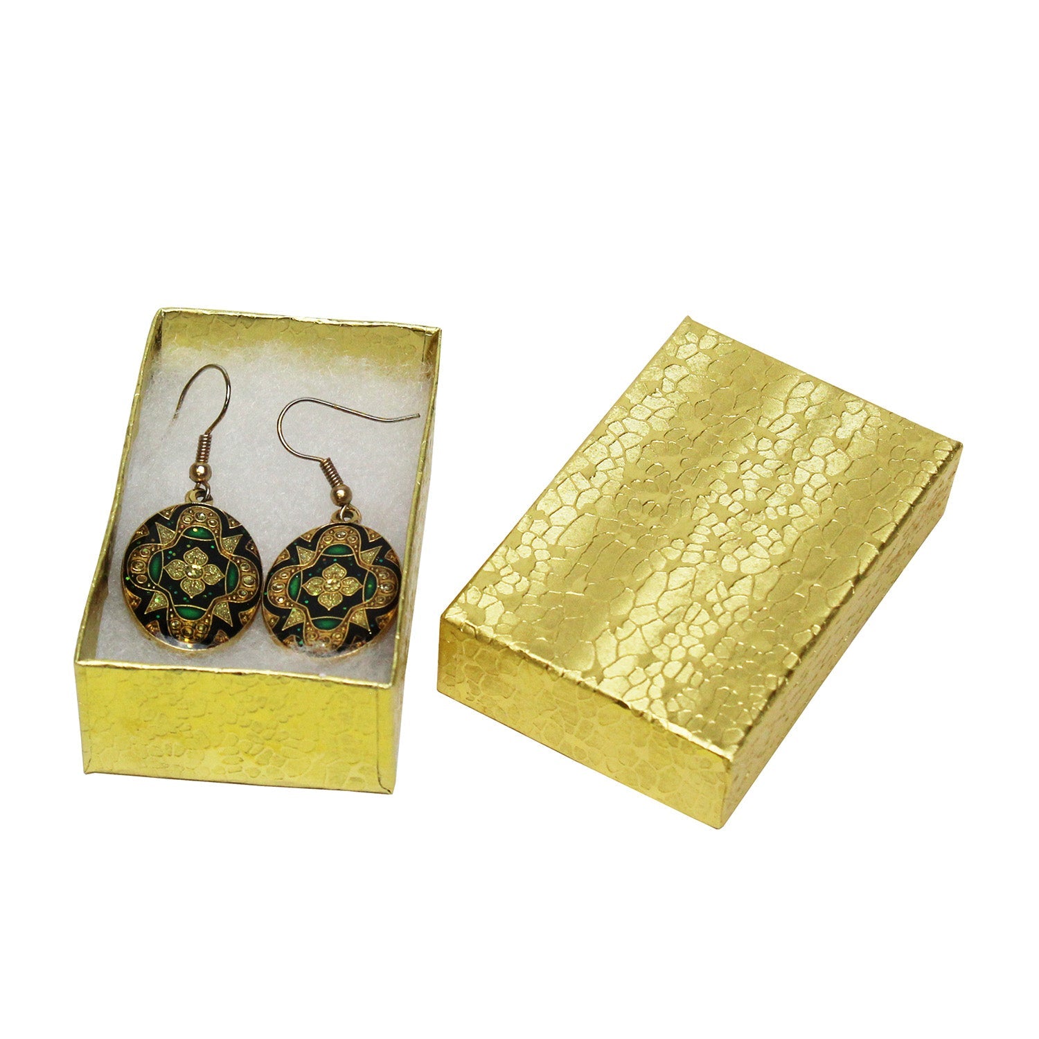 #BX2821 Gold and Silver Color Paper Cotton Filled Boxes