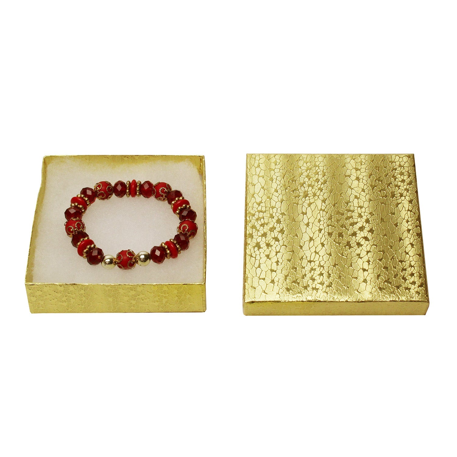 #BX2833 Gold and Silver Color Paper Cotton Filled Boxes
