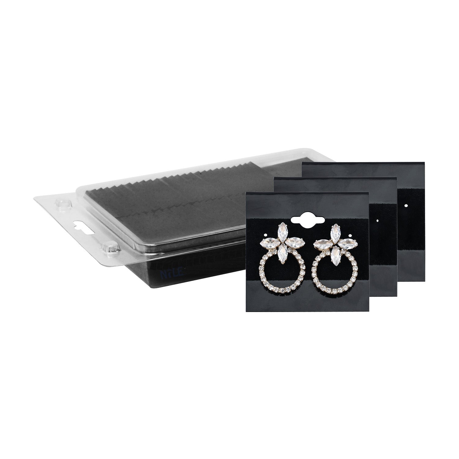 #BX573 Plain Black Hanging Earring Cards