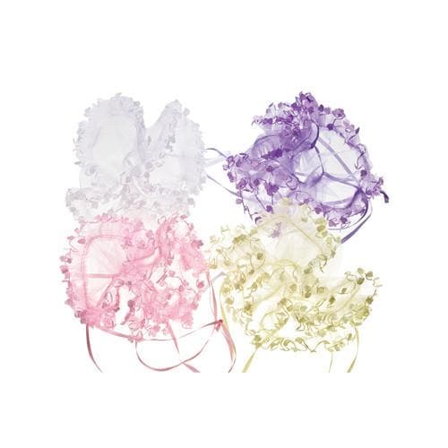 #BX752(YL) Yellow Organza Cinch Pouches with Heart Trim
