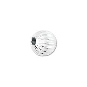 #FBB-308AS Silver Corrugated Beads, 8mm