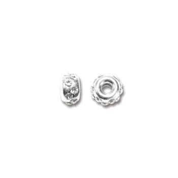 #FBB-5215S Silver Roundel Beads, 4mm