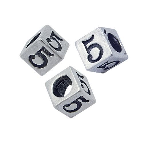 #FBB-545-5 Silver Number Beads, 5mm