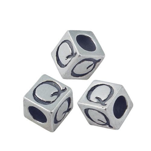 #FBB-545-Q Silver Letter Q Beads, 5mm