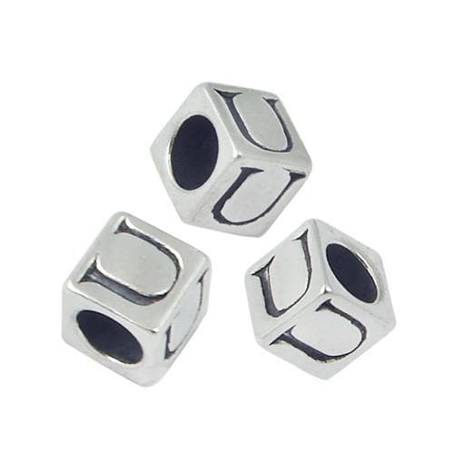 #FBB-545-U Silver Letter U Beads, 5mm