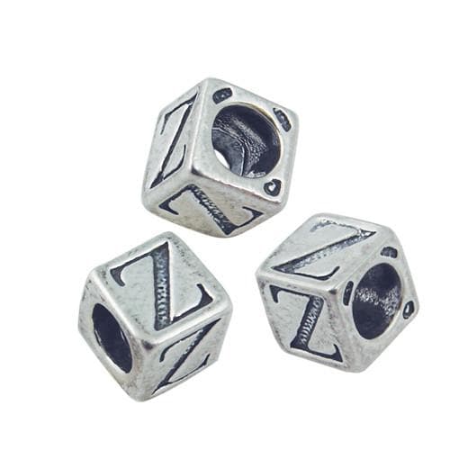 #FBB-545-Z Silver Letter Z Beads, 5mm