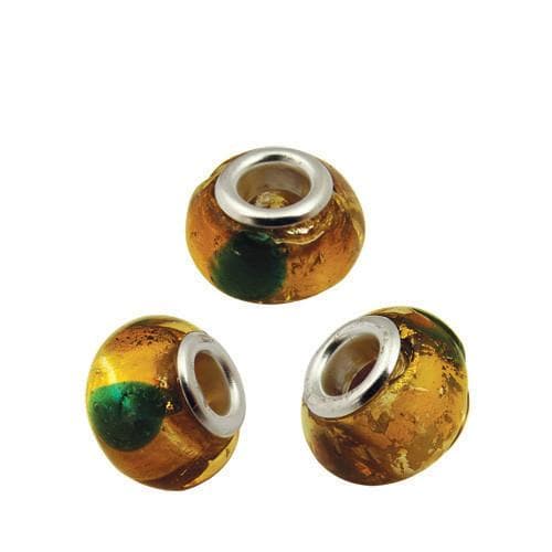 #BS-G515-11 Foil Glass Rondelle, 14mm x 8mm