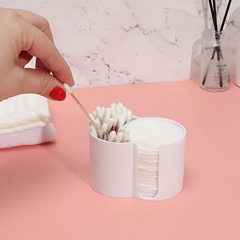 1pc Round Portable Cosmetic Storage Box - Durable Plastic Makeup Organizer with Polished Finish, Compact Desktop Case for Bathroom, Travel & Dressing Table - Modern Makeup Brush & Swab Holder, Bathroom Organizer, Sleek Design, Transparent Design