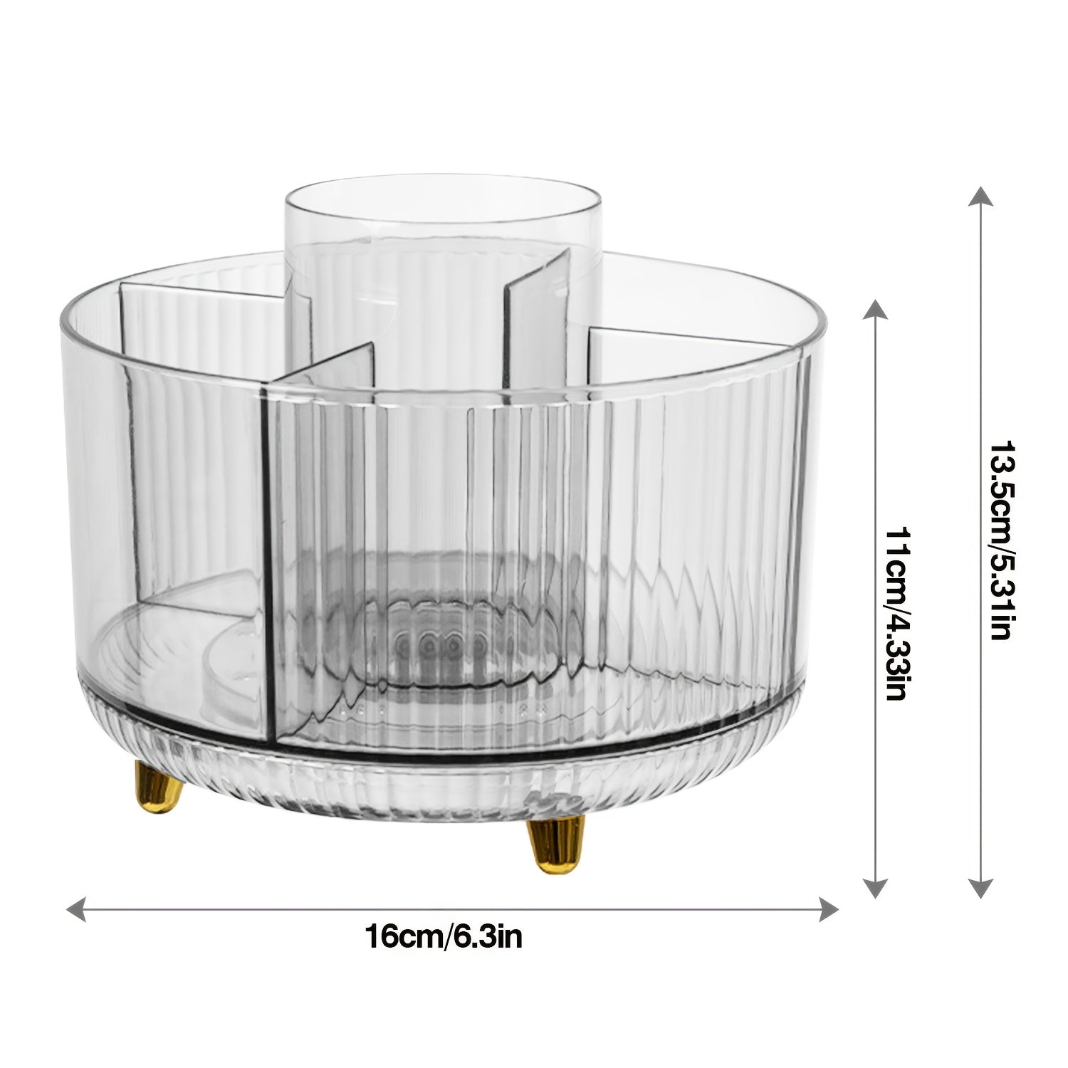 [5 Compartments Storage Box] 5 Compartments 360° Rotating Storage Box | Transparent Cosmetic Storage Box, Stationery Organizer, Large Capacity Storage Box for Home Organization, Desktop Makeup Brush, Lipstick, Pens, Stationery Storage And Organization,