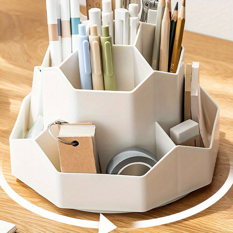 1pc Large Capacity Multi-Compartment Pen Holder and Makeup Brush Organizer for Desk and Home Office with Desktop Cosmetic Storage Box and Art Supply Storage