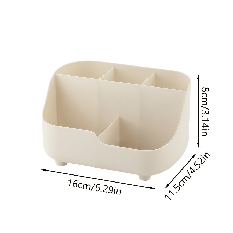 1pc Versatile Cosmetics Storage Box with Dividers - Ideal for Bedroom Organization, Holds Makeup, Skincare Products, Pens & More, in Light Blue or White