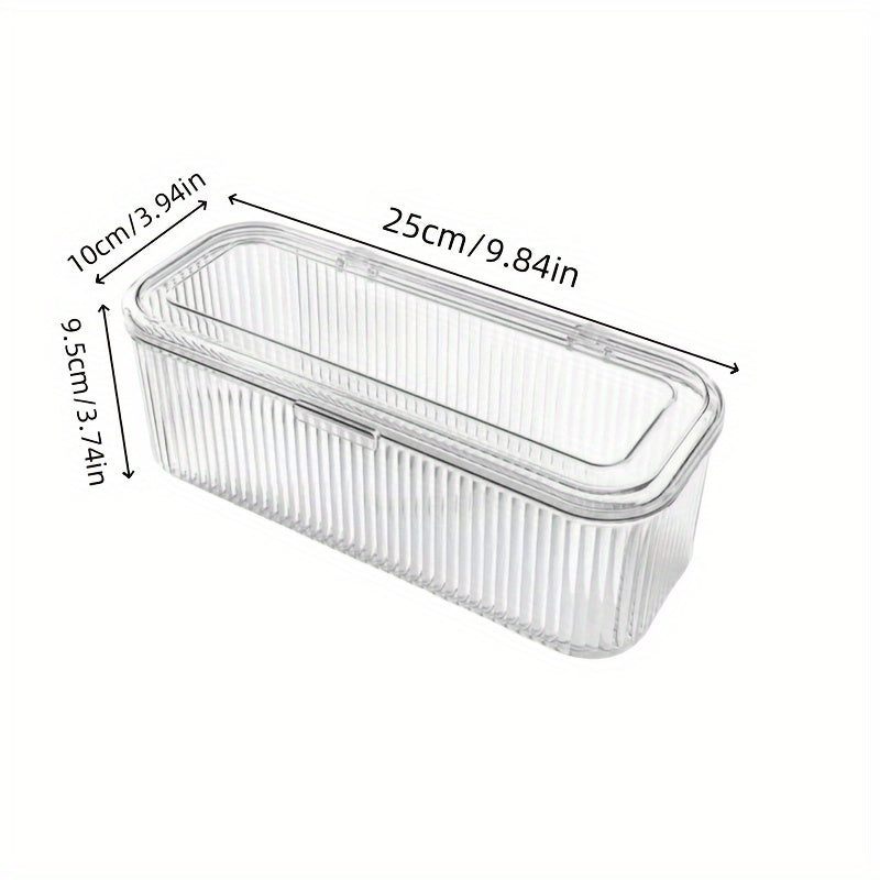 Clear Plastic Storage Box with Lid - Transparent, Stackable Organizer for Makeup Brushes, Hair Accessories, and Beauty Tools - Ideal for Bedroom or Bathroom Vanity, Makeup Storage Organizer