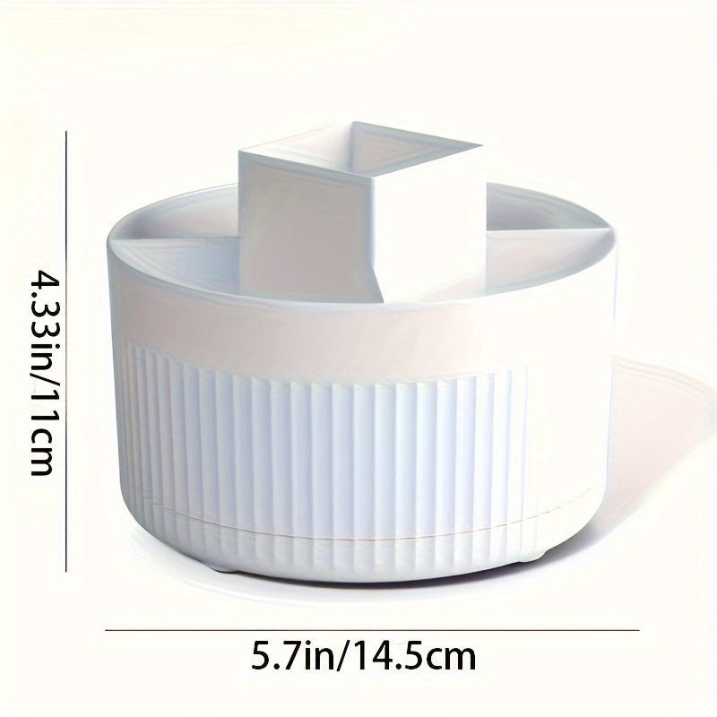 [5-Compartment Rotating Makeup] 360° Rotating 5-Compartment Luxury Makeup Organizer | Durable Odor-Free Plastic, Desktop, Freestanding, No Assembly, Use Without Electricity