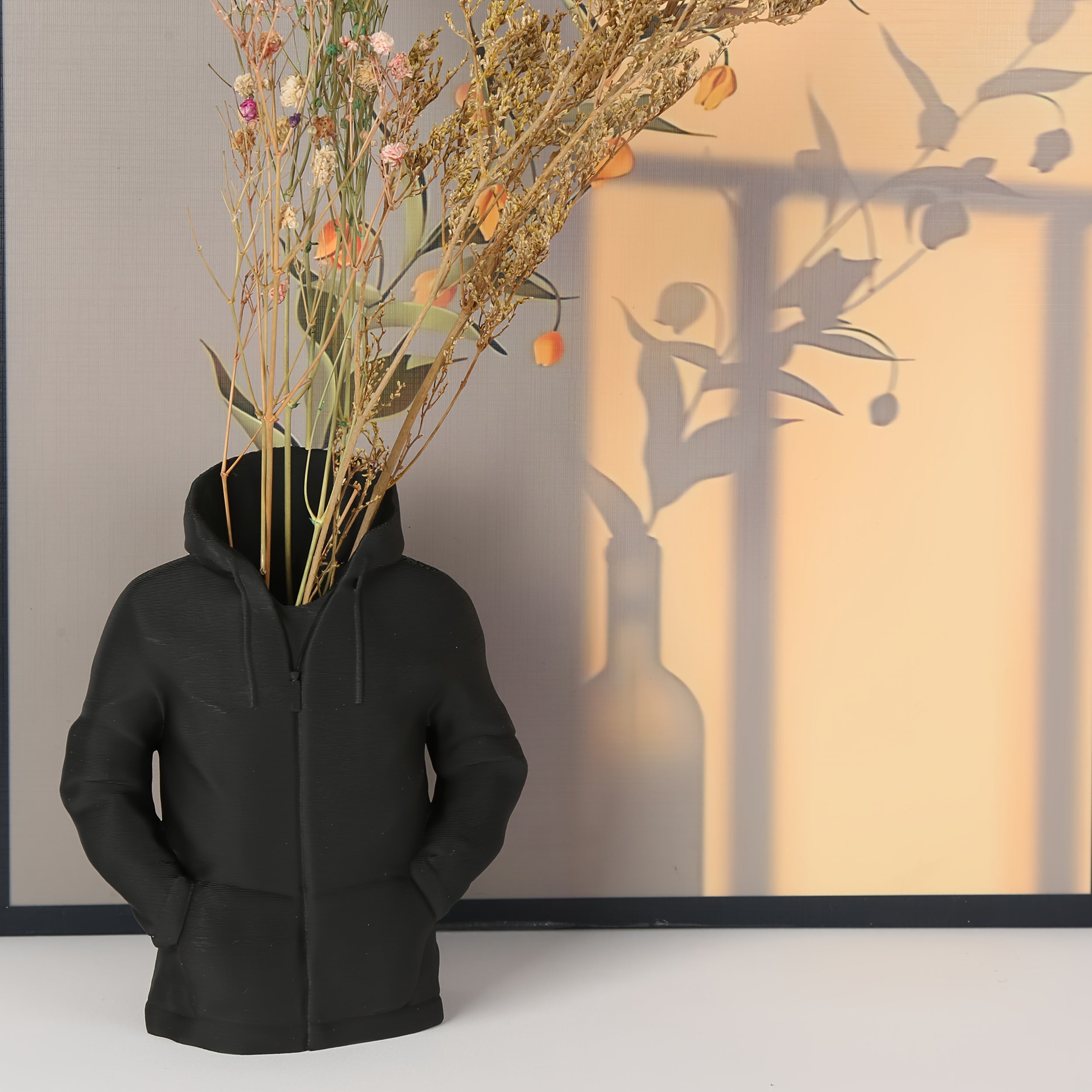 1pc Creative Hoodie-Shaped Pen & Makeup Brush Organizer - Black Durable Plastic Desktop Storage with Adjustable Hood, Decorative Desk Accessory for Home Office, Coffee Table, Dressing Table, Cute Office Supplies, Playful Design, Sturdy Construction,