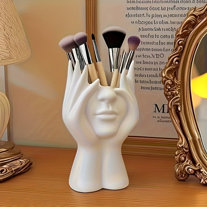 Unique Creative Human Body Art Makeup Brush Holder Pen Organizer, Handcrafted Desktop or Bathroom Cosmetic Storage Box, Lightweight Stylish Solution for Brushes and Accessories, Anti-Drop Design, Fun Aesthetic Decorative Accessory, Suitable for 11