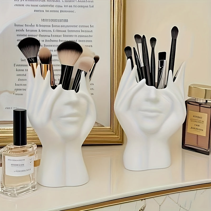 Unique Creative Human Body Art Makeup Brush Holder Pen Organizer, Handcrafted Desktop or Bathroom Cosmetic Storage Box, Lightweight Stylish Solution for Brushes and Accessories, Anti-Drop Design, Fun Aesthetic Decorative Accessory, Suitable for 11
