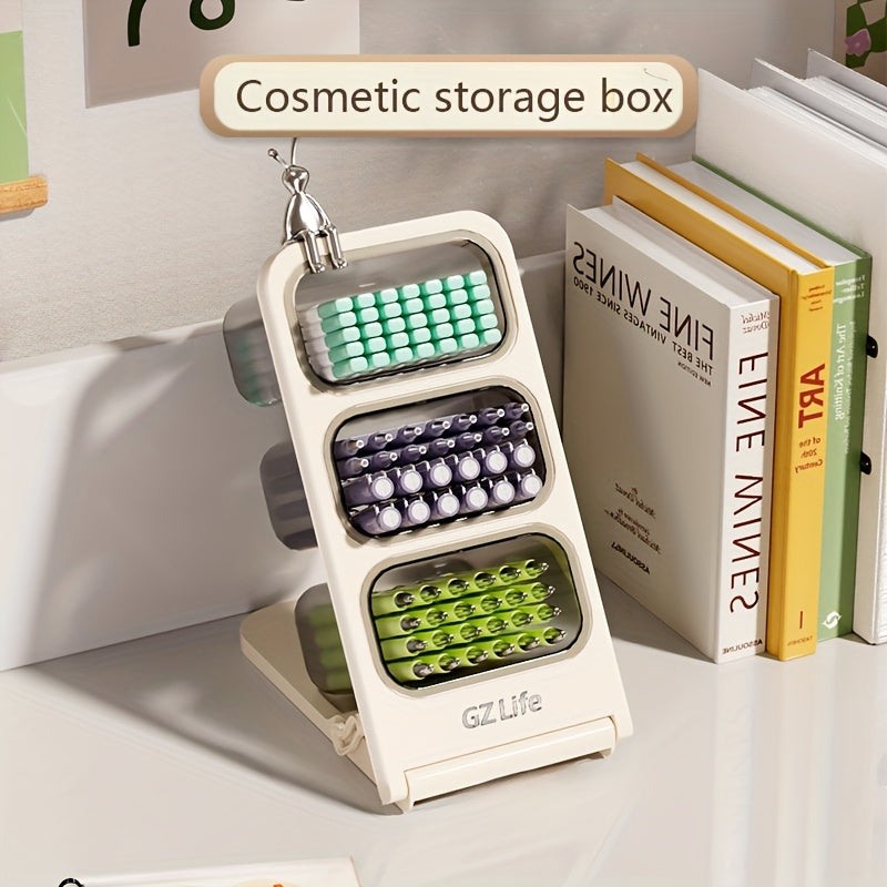 1 Makeup Brush Organizer, Makeup Brush Holder|Sleek White Design|Durable Plastic, Freestanding Cosmetic Storage Box|Polished Finish|Lightweight & Portable| Independent Storage|For Bedroom & Bathroom