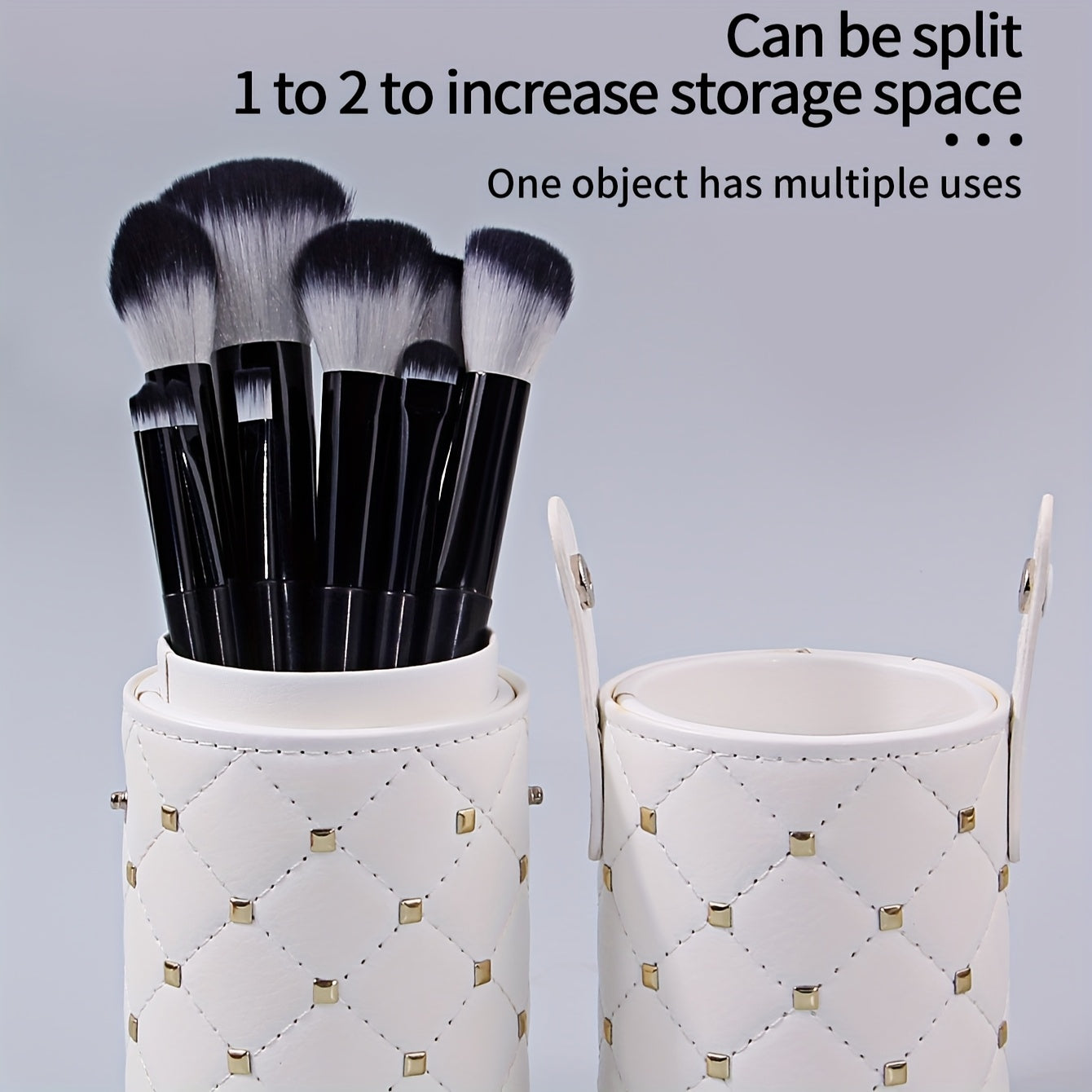 1pc Luxury Faux Leather Makeup Brush Holder, Waterproof Dustproof Large Capacity Cosmetic Storage Case, Multi-functional Unscented Beauty Organizer Tool