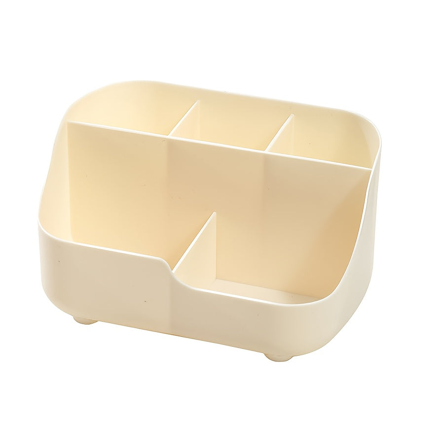 1pc Versatile Cosmetics Storage Box with Dividers - Ideal for Bedroom Organization, Holds Makeup, Skincare Products, Pens & More, in Light Blue or White