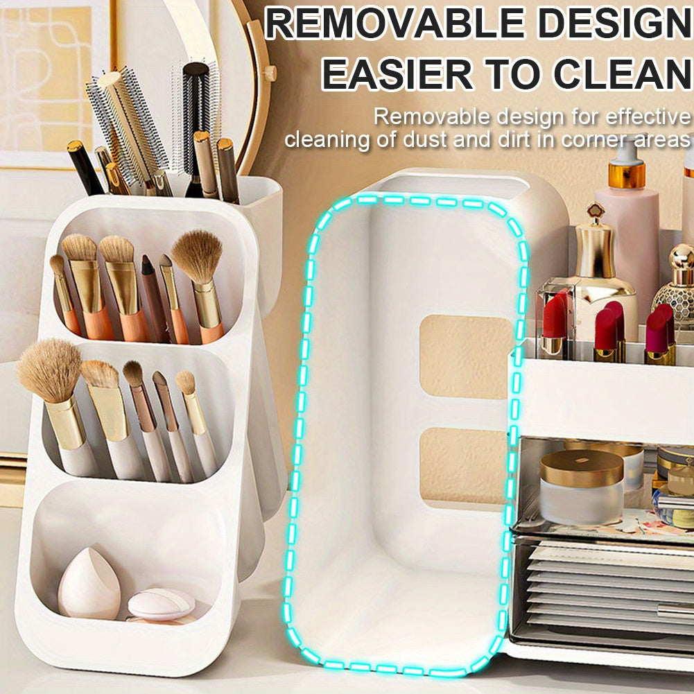 Plastic Desktop Organizer Makeup Organizer Box with Drawers Makeup Storage Box Dustproof Cosmetic Display Case for Lipstick Makeup Brush