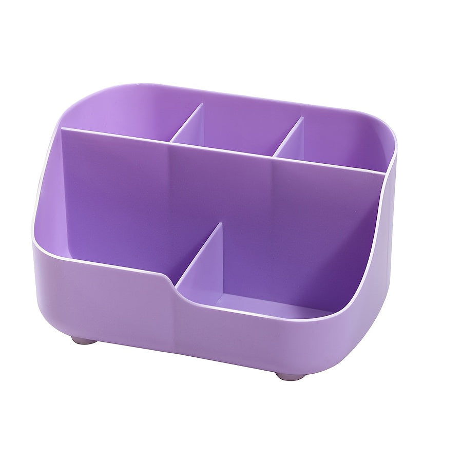 1pc Versatile Cosmetics Storage Box with Dividers - Ideal for Bedroom Organization, Holds Makeup, Skincare Products, Pens & More, in Light Blue or White