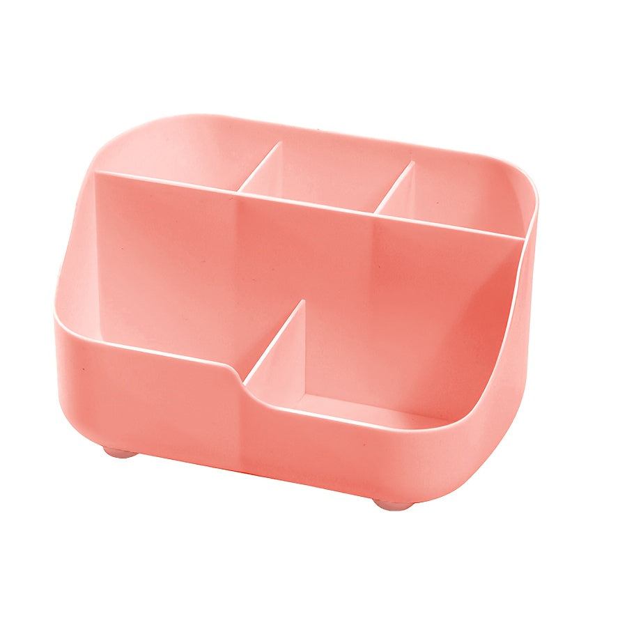 1pc Versatile Cosmetics Storage Box with Dividers - Ideal for Bedroom Organization, Holds Makeup, Skincare Products, Pens & More, in Light Blue or White