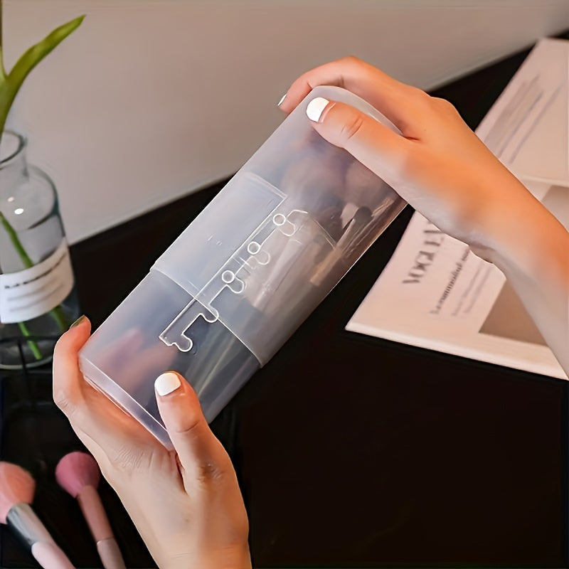 2pcs/1 set of dustproof and waterproof large capacity makeup brush storage box, with a lid for easy travel carrying, non-alcohol material safe and reliable