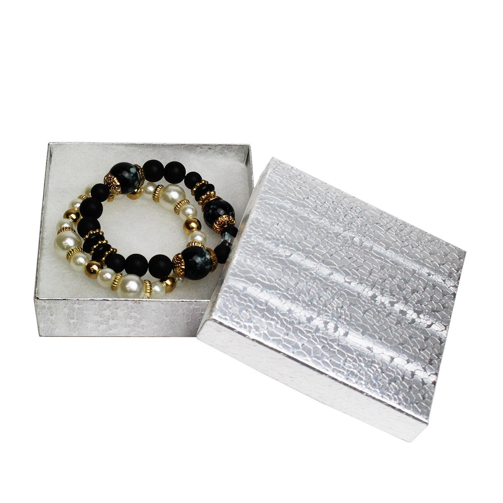 #BX2833 Gold and Silver Color Paper Cotton Filled Boxes