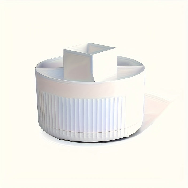 360-Degree Rotating Makeup Organizer - Large Capacity, Durable ABS Plastic Cosmetic Storage Box with Brush Holder, White, Ideal for Bedroom, Vanity, and Bathroom Organization, Bathroom Organizers And Storage