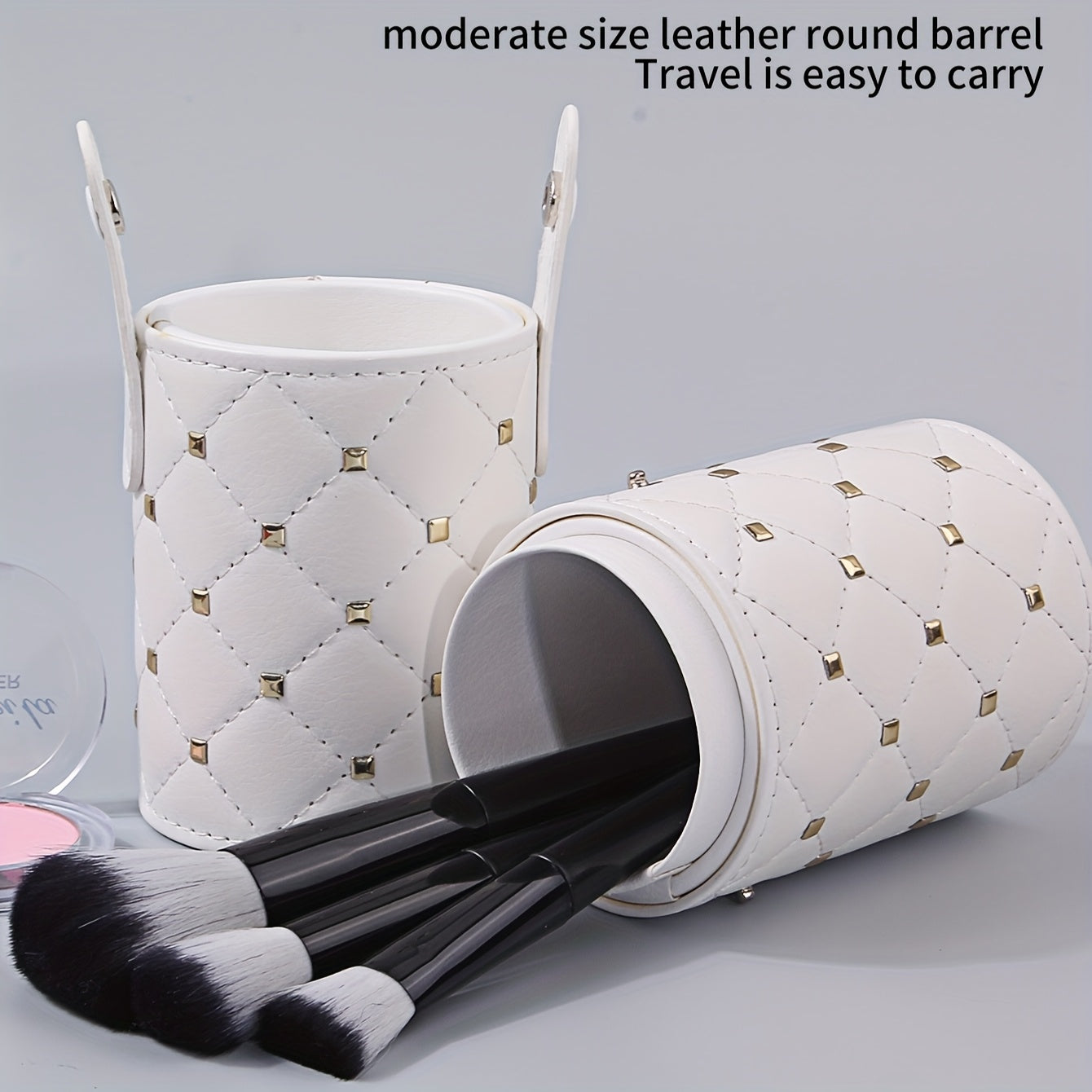 1pc Luxury Faux Leather Makeup Brush Holder, Waterproof Dustproof Large Capacity Cosmetic Storage Case, Multi-functional Unscented Beauty Organizer Tool