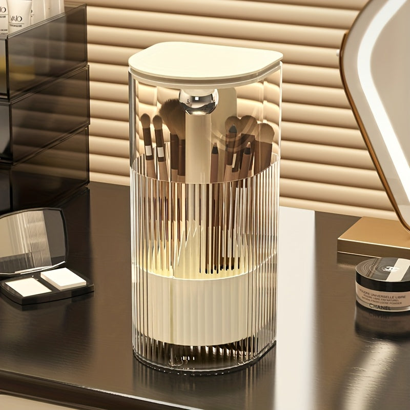 [Automatic Lifting Cylinder] High-End Automatic Lifting Dustproof Storage Cylinder | Desktop Brush And Lipstick Organizer for Press-Type Makeup Brushes