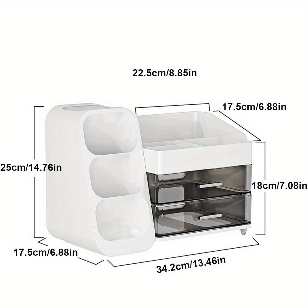 Plastic Desktop Organizer Makeup Organizer Box with Drawers Makeup Storage Box Dustproof Cosmetic Display Case for Lipstick Makeup Brush