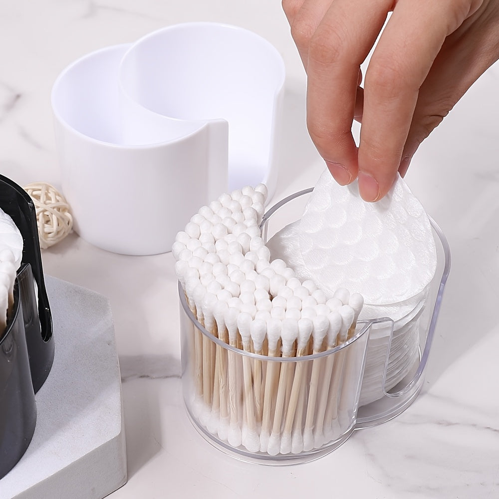 1pc Round Portable Cosmetic Storage Box - Durable Plastic Makeup Organizer with Polished Finish, Compact Desktop Case for Bathroom, Travel & Dressing Table - Modern Makeup Brush & Swab Holder, Bathroom Organizer, Sleek Design, Transparent Design