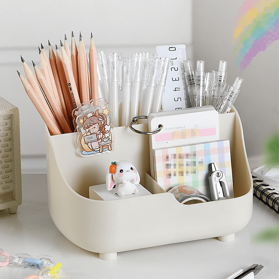1pc Versatile Cosmetics Storage Box with Dividers - Ideal for Bedroom Organization, Holds Makeup, Skincare Products, Pens & More, in Light Blue or White