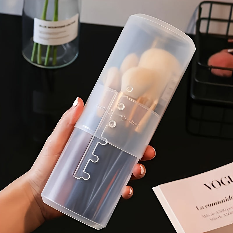 2pcs/1 set of dustproof and waterproof large capacity makeup brush storage box, with a lid for easy travel carrying, non-alcohol material safe and reliable